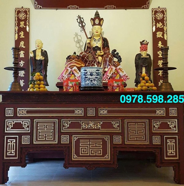 Bộ Bàn thờ lối cổ - gỗ hương - sơn theo lối cổ