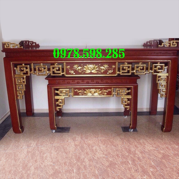 Cặp bàn thờ Sen gỗ gụ - Mẫu 05