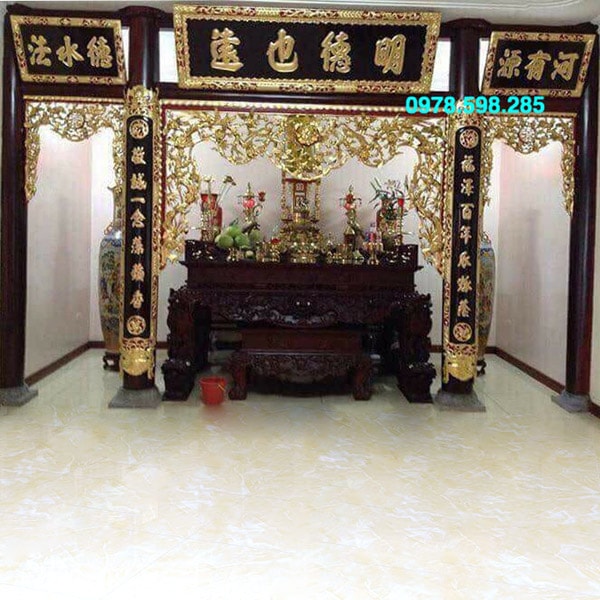 Không gian thờ nhà mái bằng - gỗ gụ đẹp