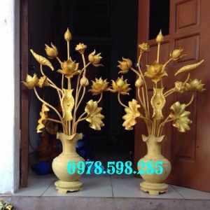 Bình trơn hoa sen gỗ mít - sơn PU