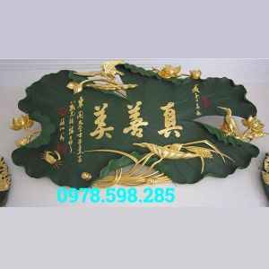 Lá sen cảnh - gỗ mít sơn son