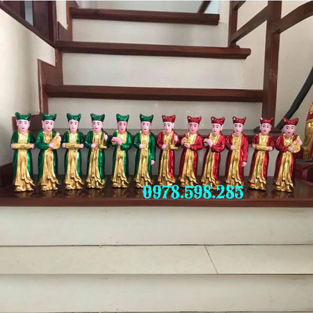 12 cô sơn trang - gỗ mít - sơn son