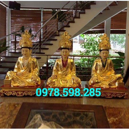 Tam tòa thánh mẫu - gỗ mít thếp vàng