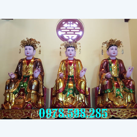 Tam vị Chầu Bà - sơn lâm - gỗ mít sơn thếp