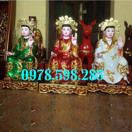 Tượng Chầu Bà gỗ mít - sơn son đẹp