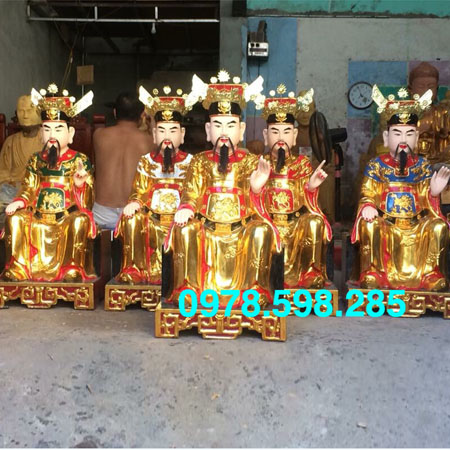 Tượng Ngũ vị tôn ông - gỗ mít - sơn son thếp vàng