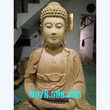 Tượng A di đà mộc- mẫu mới gỗ mít đẹp-min