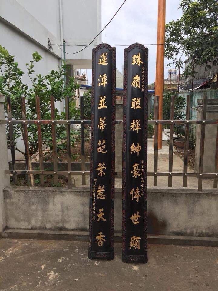 câu đối lòng máng làm giả cổ