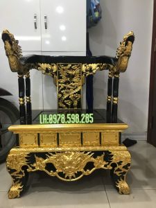 Mẫu Ghế hầu thánh - gỗ gụ - hàng sơn thếp đẹp