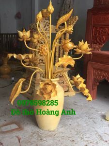 Bình hoa sen PU gỗ mít cắm tròn